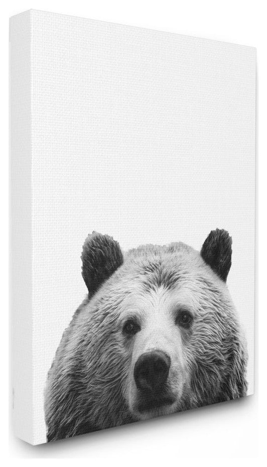 Black and White Large Bear Head Animal Design, 16"x20"