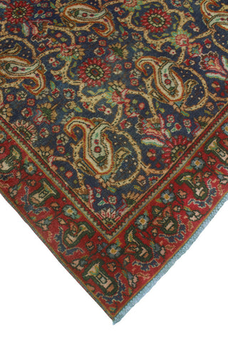Fine Vintage Distressed Nasira Red/Navy Rug, 4'5 x 6'7