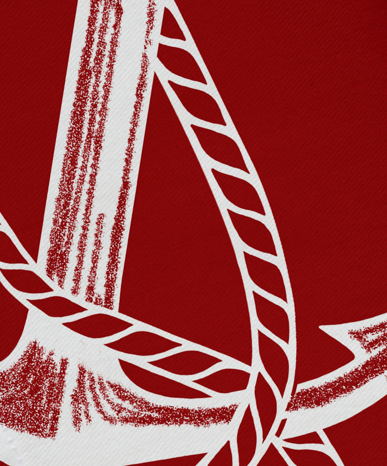 Anchored, Geometric Print Napkin, Red, Set of 4