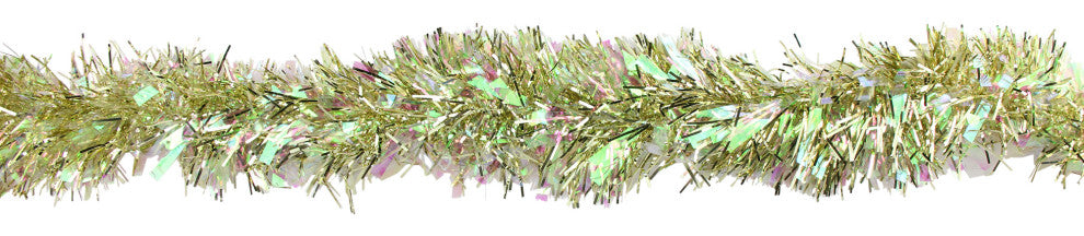 12' Starburst Iridescent and Gold Artificial Christmas Tinsel Garland Unlit