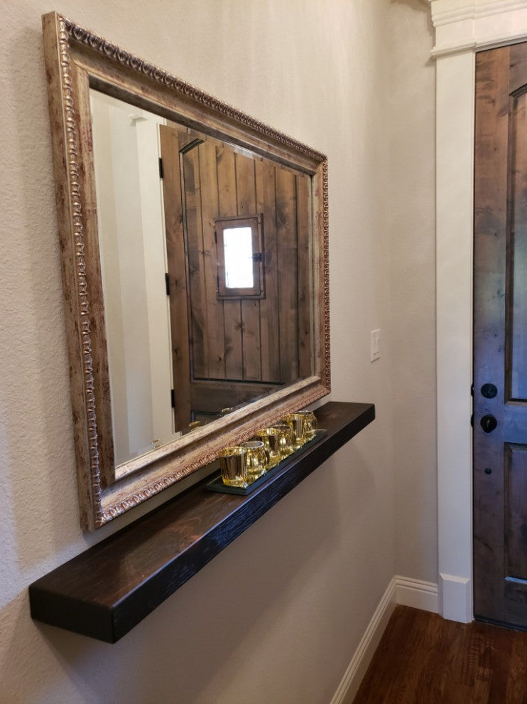 Rustic, Floating Shelf, 2" Thick x 8" Deep, with Mounting, Mocha, 72"