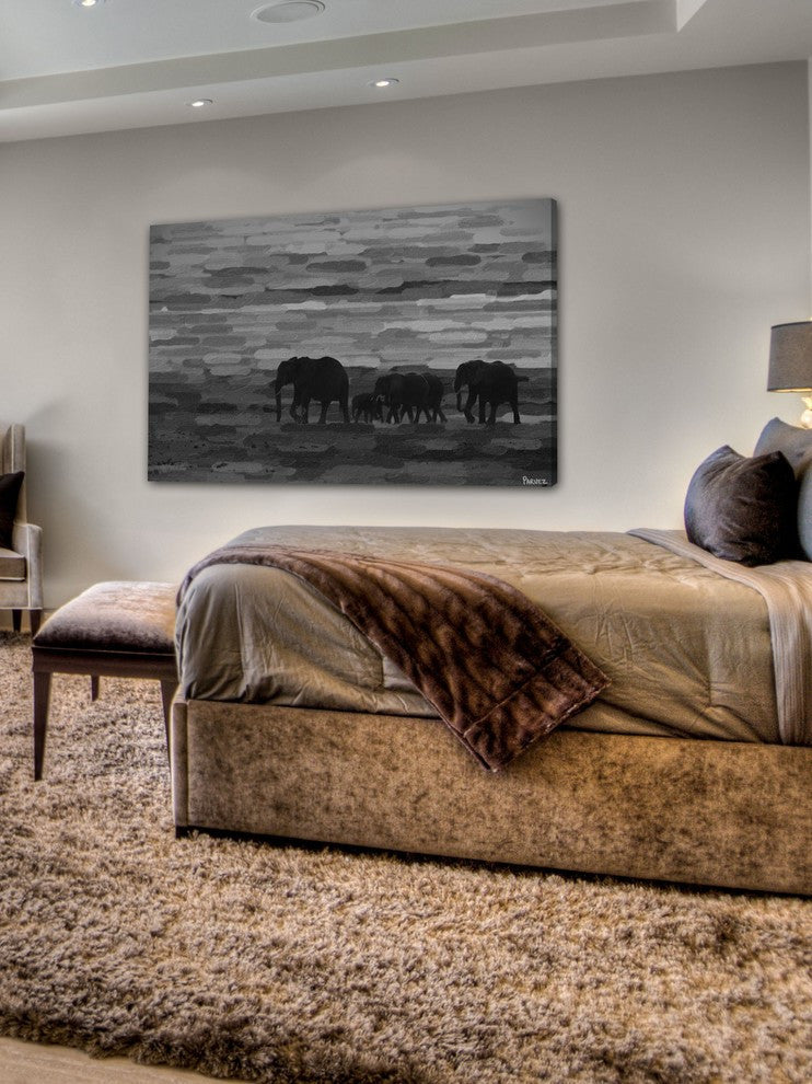 "Pachyderm Family" Print on Canvas, 24"x16"