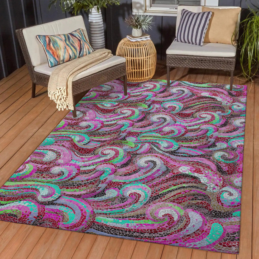 Indoor/Outdoor Seabreeze SZ14 Scarlett Machine Washable 5' x 7'6" Rug