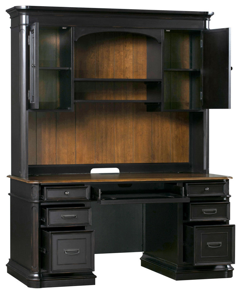 Roanoke Black Credenza & Hutch SET