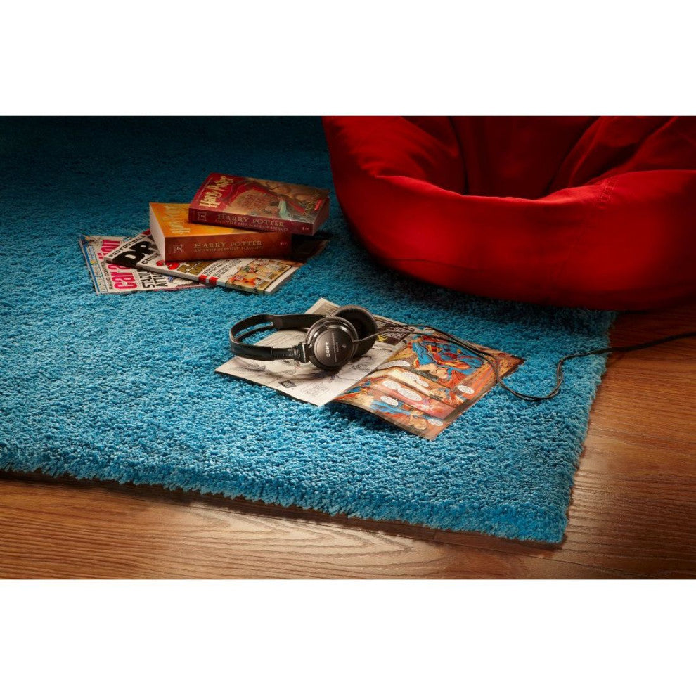 KAS Bliss 1577 Highlighter Blue Shag Area Rug, 9' x 13'