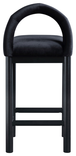 Conrad Upholstered Bar and Counter Stool, Black, Velvet, Black