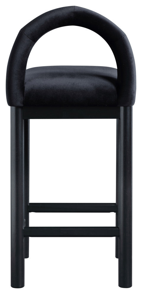 Conrad Upholstered Bar and Counter Stool, Black, Velvet, Black