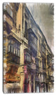 Old City Street Watercolor Painting, Large Cityscape Canvas Art Print, 16"x32"