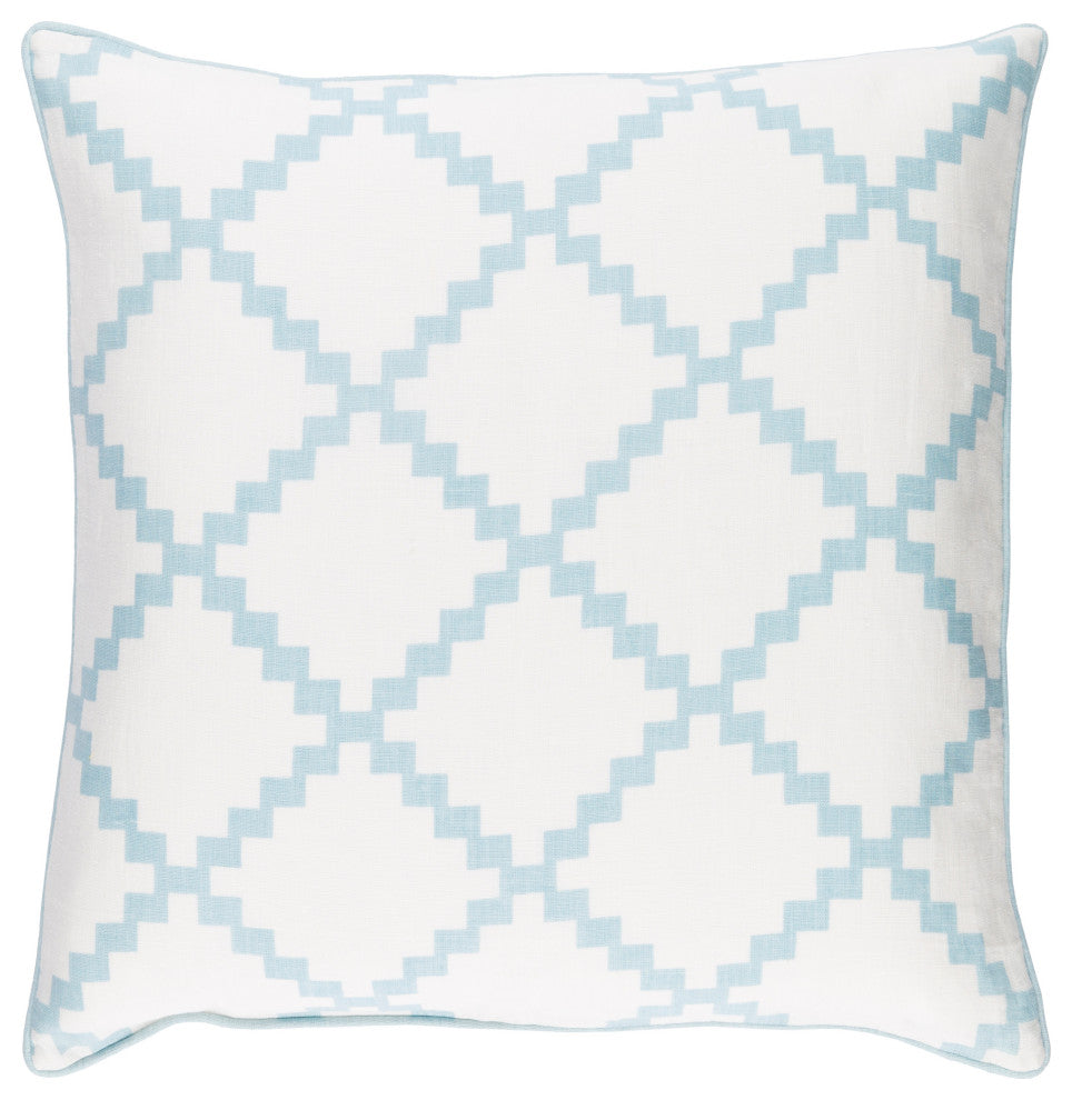 Surya Parsons PR-005 18"x18" Pillow Kit, White/Aqua