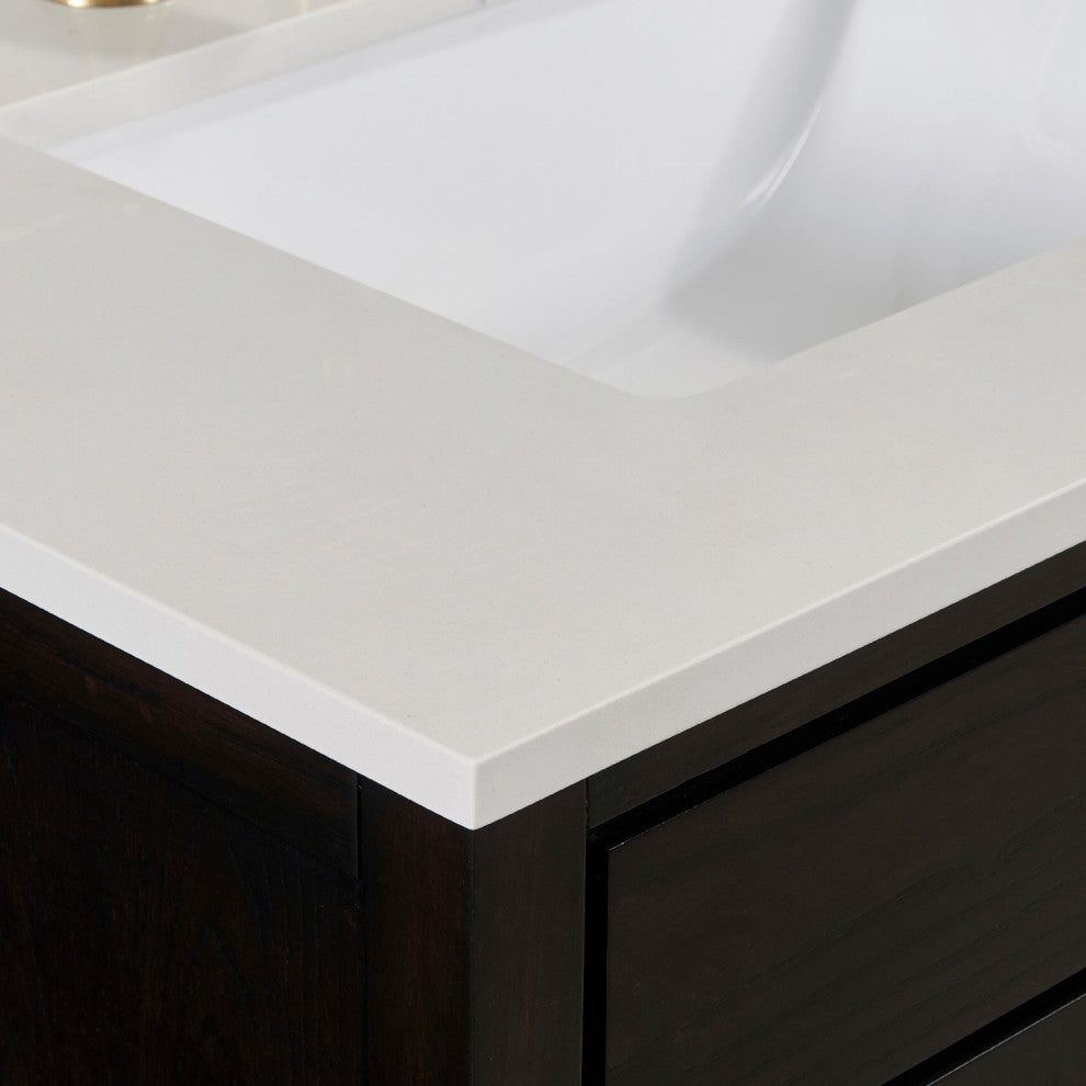 Belluno Engineered Stone Vanity Top, Milano White With White Sink, 73"
