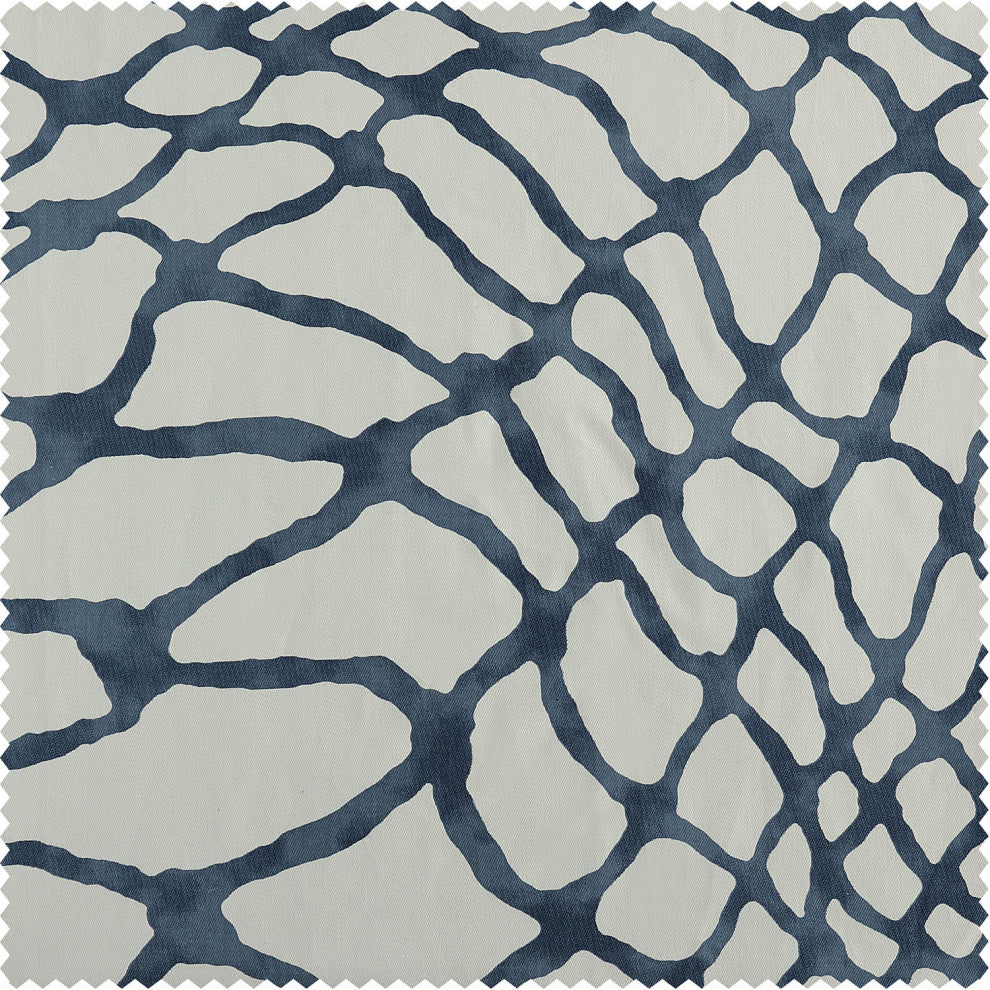 Ellis Printed Cotton Tie-Up Window Shade Single Panel, Ellis Blue, 46w X 63l