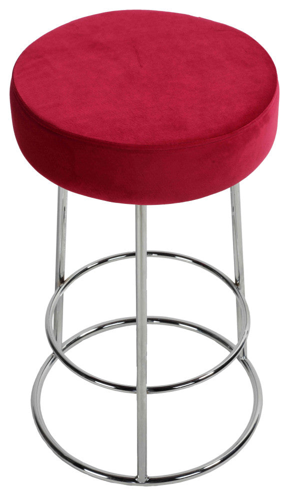 Bodiam Counterstool, Pink Velvet and Chrome, 24"