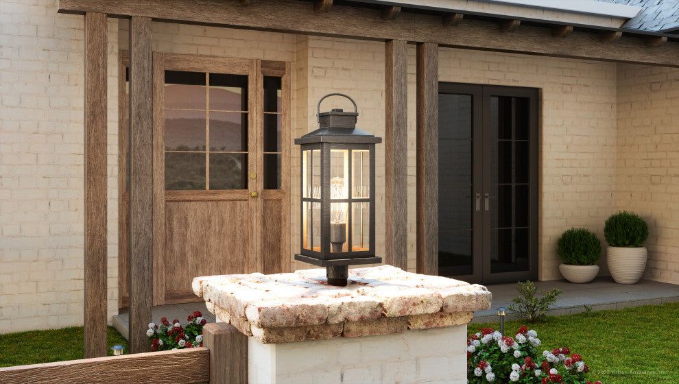 Luxury Transitional Post Light, Aged Pewter