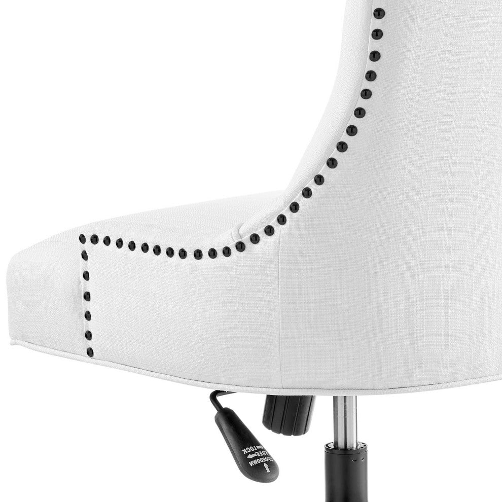 Computer Work Desk Tufted Chair, Fabric, Black White, Home Business Office