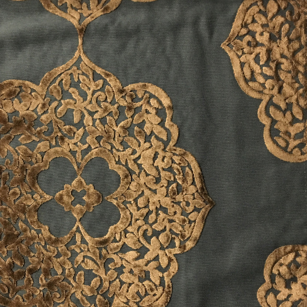 Mayfair Burnout Velvet Drapery and Upholstery Fabric, Mink