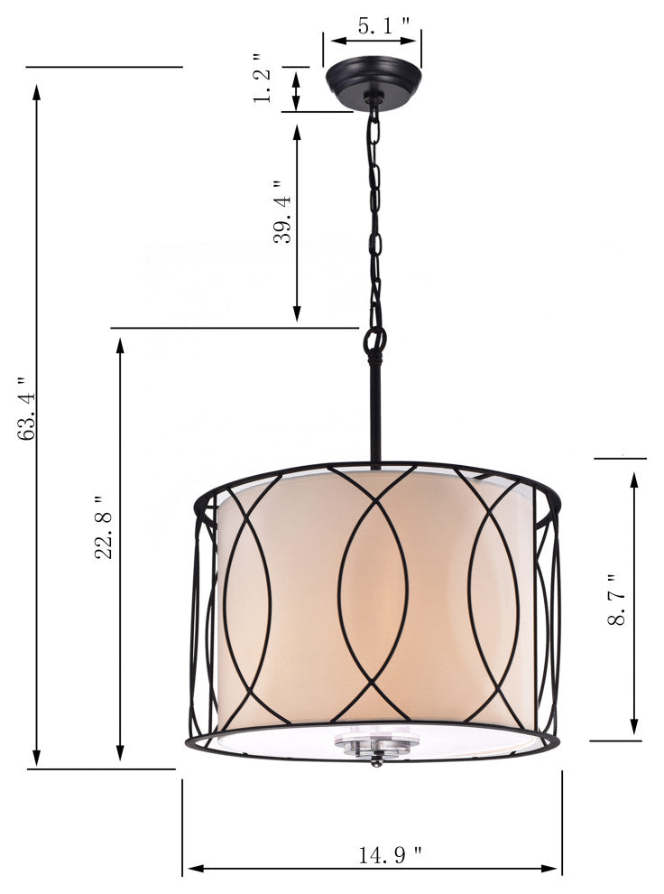 Ancus 3-Light Drum Pendant