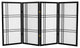 3' Tall Double Cross Shoji Screen, Black, 4 Panels
