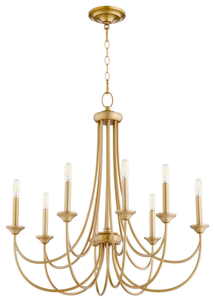 Quorum 6250-8-80 8-Light Chandelier, Aged Brass