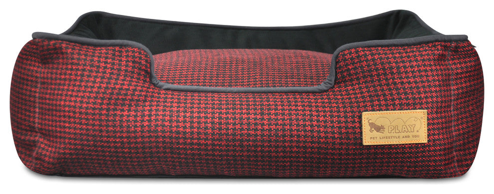 Lounge Bed Houndstooth, Red and Black, Extra Large
