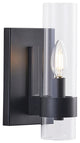 Modern 1-Light Cylinder Clear Glass Wall Sconce