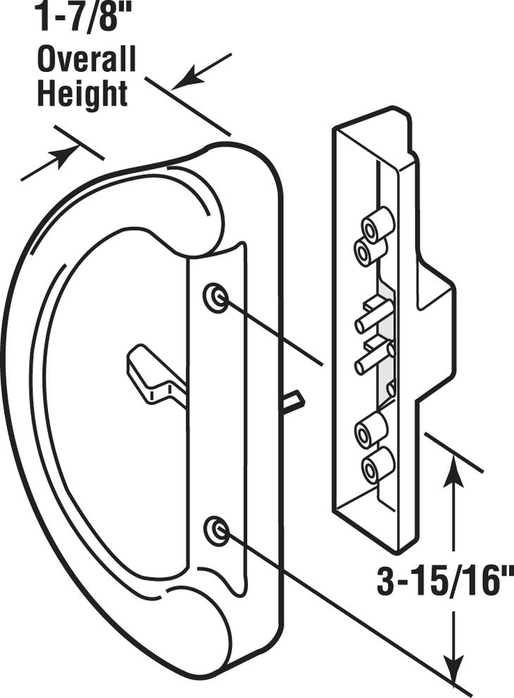 Prime-Line C 1225 Sliding Door Handle, Mortise Style, White