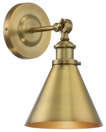 Glenn 1-Light Wall Sconce, Warm Brass, 12"