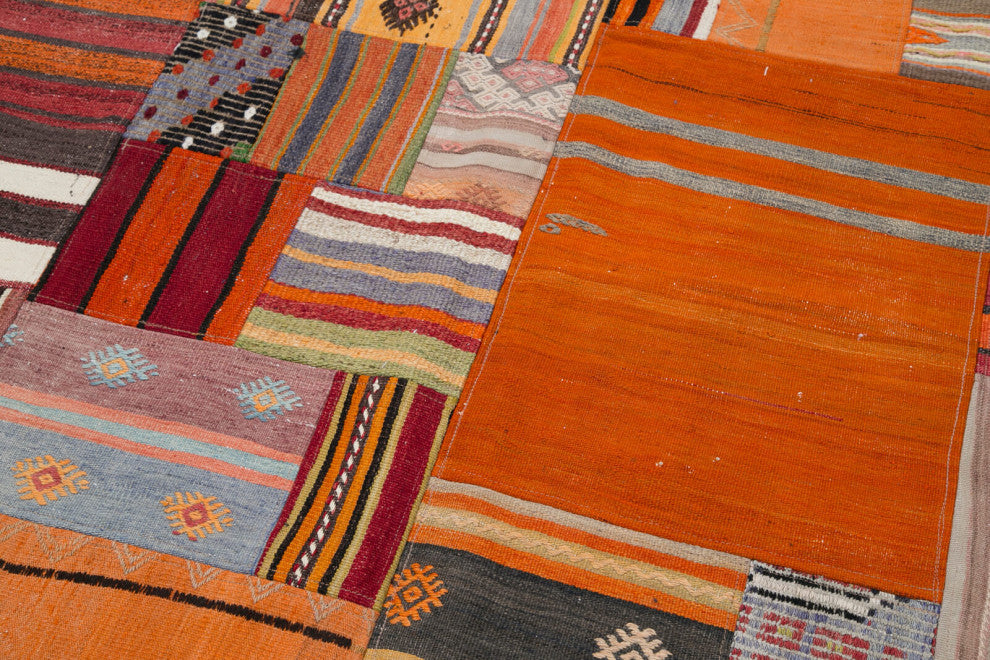 Rug N Carpet - Handmade Turkish 6' 7'' x 9' 10'' Vintage Patchwork Kilim Rug