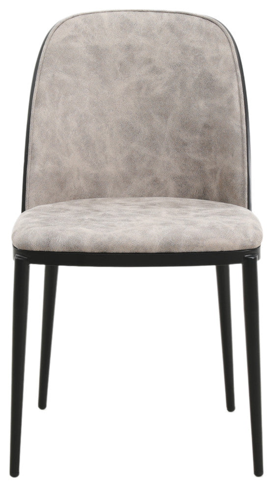LeisureMod Tule Dining Side Chair With Upholstered Seat and Steel Frame, Black/Charcoal