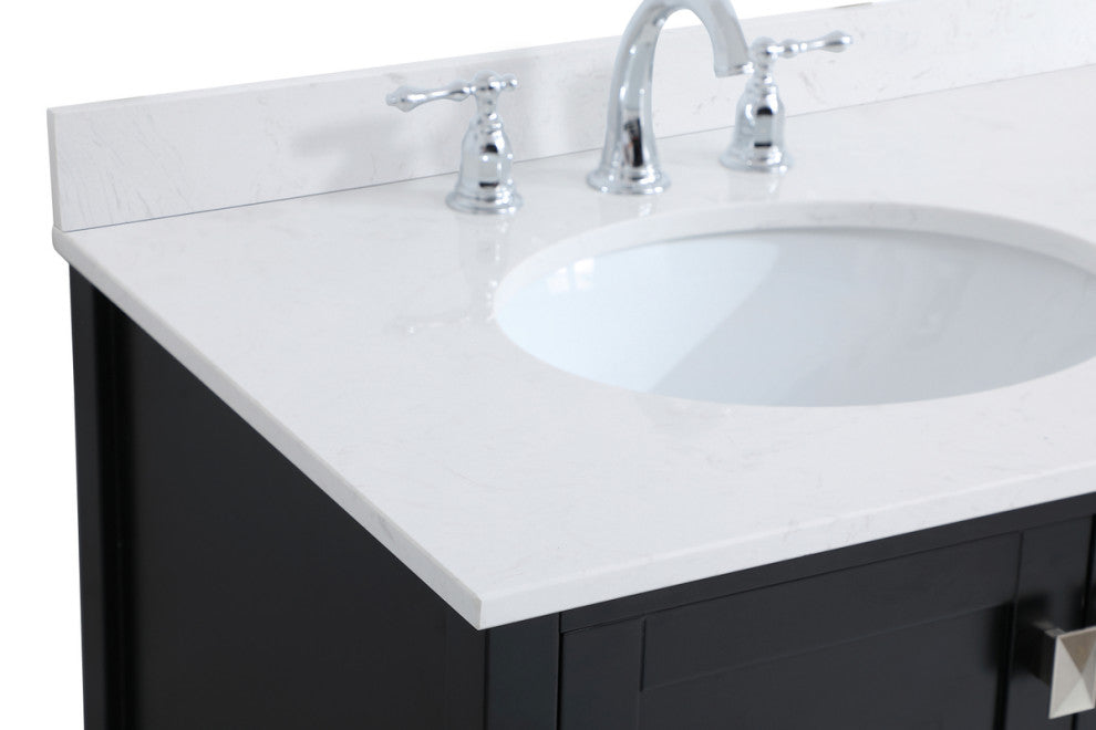 Iris 42" Single Bathroom Vanity, Black With Backsplash