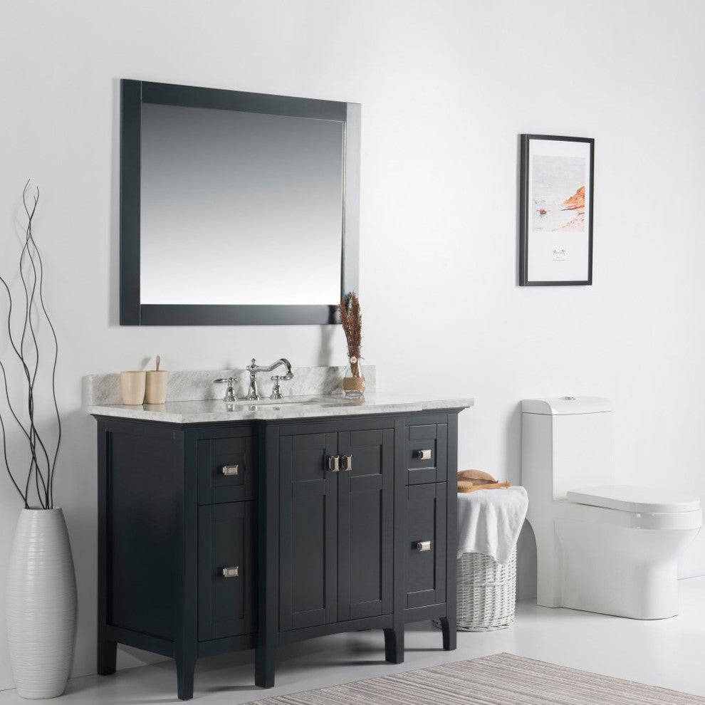 49" Single Vanity, Dark Gray, White Marble Top