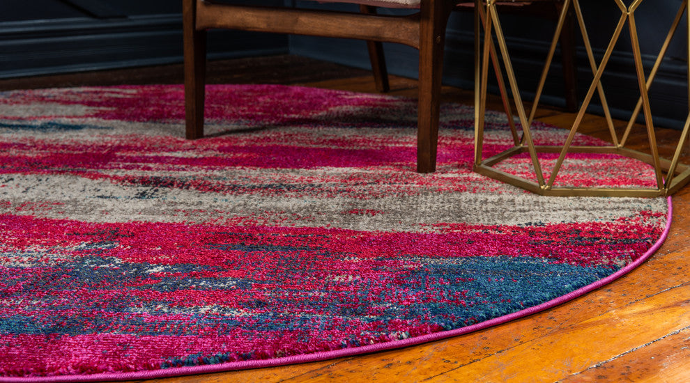 Unique Loom Red Jardin Lilly 6'' 0 x 6'' 0 Round Rug