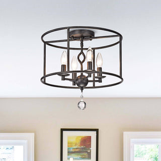 Iris 4-Light Antique Black Round Flush Mount