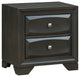 Transitional Solid Wood Night Stand With Silver-Tone Knob Drawers, Antique Gray