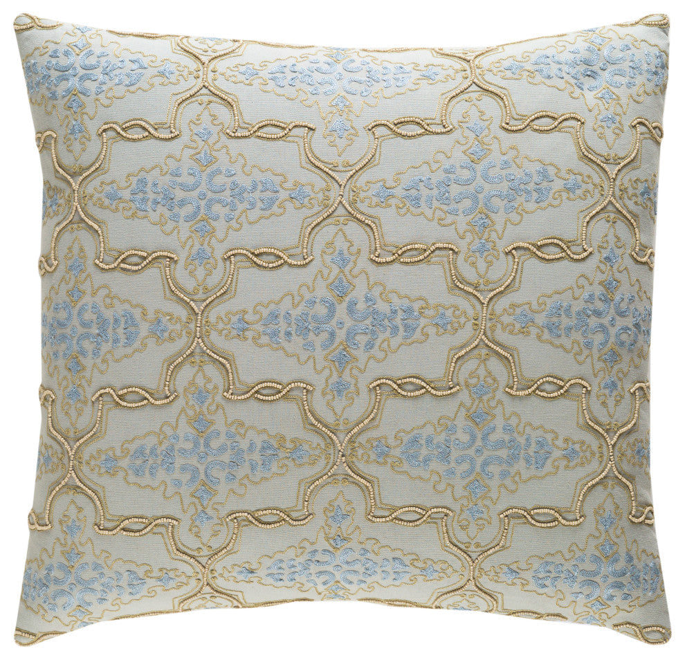 Surya Mercury MER-002 20"x20" Pillow Kit, Khaki/Blue/Olive/Gray