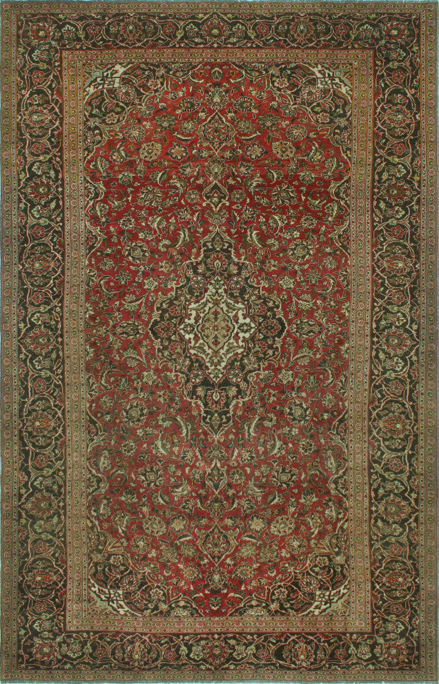 Fine Vintage Distressed Saima Red/Charcoal Rug, 7'10x12'0