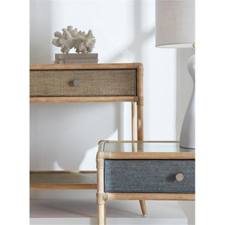 Retreat Wood Pole Rattan Bedside Table in Beige by Hooker Furniture