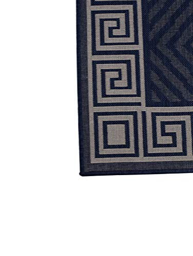 Outdoor Collection Geometric Area Rug - UV Safe Rug, Black, 5'3"x7'6"
