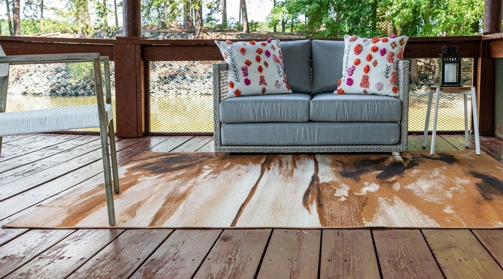 Unique Loom Brown Shore Outdoor 2' 2 x 3' 0 Area Rug