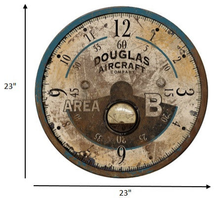 23" Vintage Teal Aviator's Wall Clock