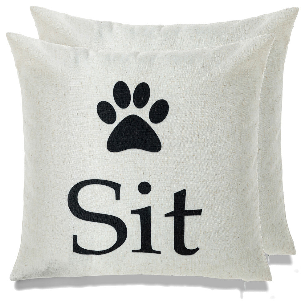 Home and Dog Throw Pillow, Set of 2, Paw and Sit