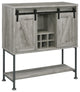 Wood Bar Cabinet with Two Doors, Gray and Gunmetal