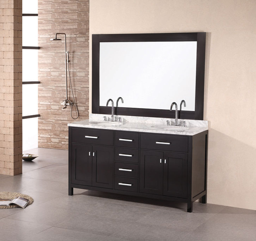 London 61" Double Sink Vanity Set, Espresso