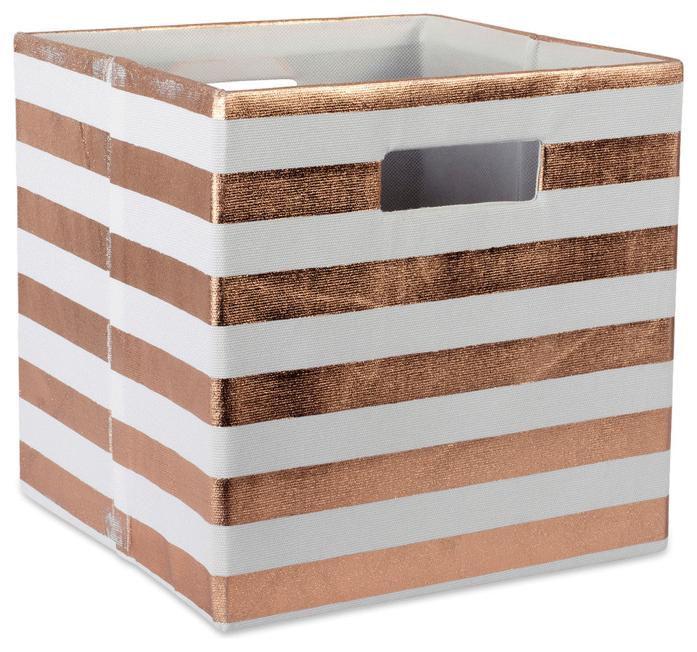 DII Polyester Cube Stripe Copper Square 11x11x11"