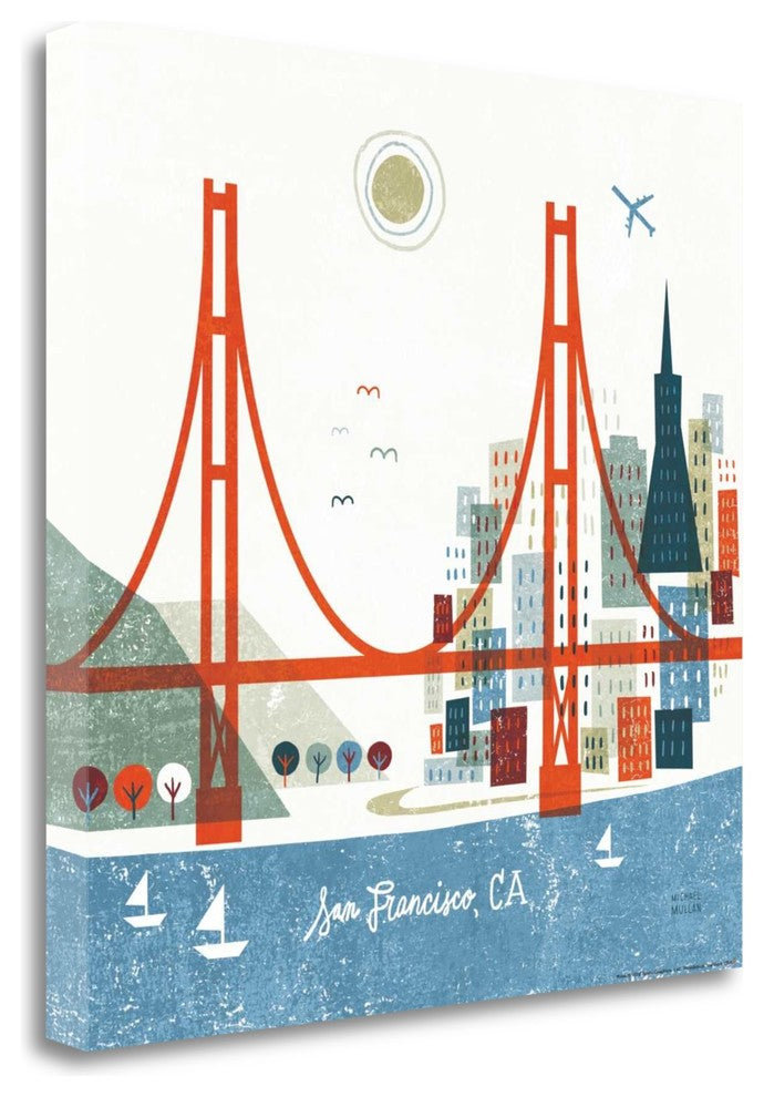 "Colorful San Francisco" By Michael Mullan, Giclee Print on Gallery Wrap Canvas