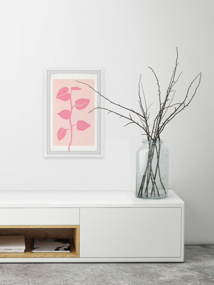 "Pink Houseplant" Framed Painting Print, 24x36