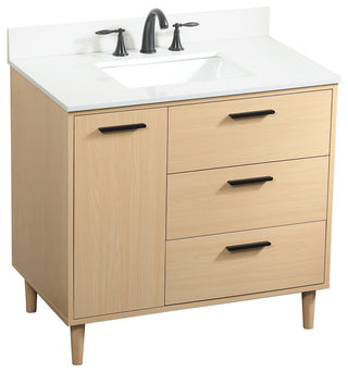 Home Living Modern Natural Oak-Light Bathroom Vanity, Maple, 36"
