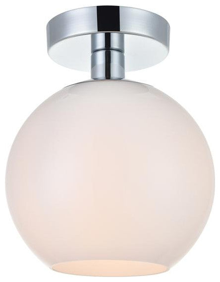 Baxter 1 Light Chrome Flush Mount With Frosted White Glass