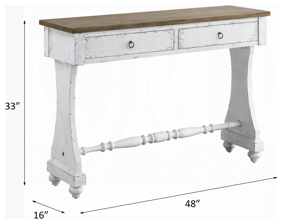 Carminda Console Table, Antique White Finish