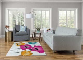 Popping Poppies Spring Chenille Rug, Pink, 4'x6'