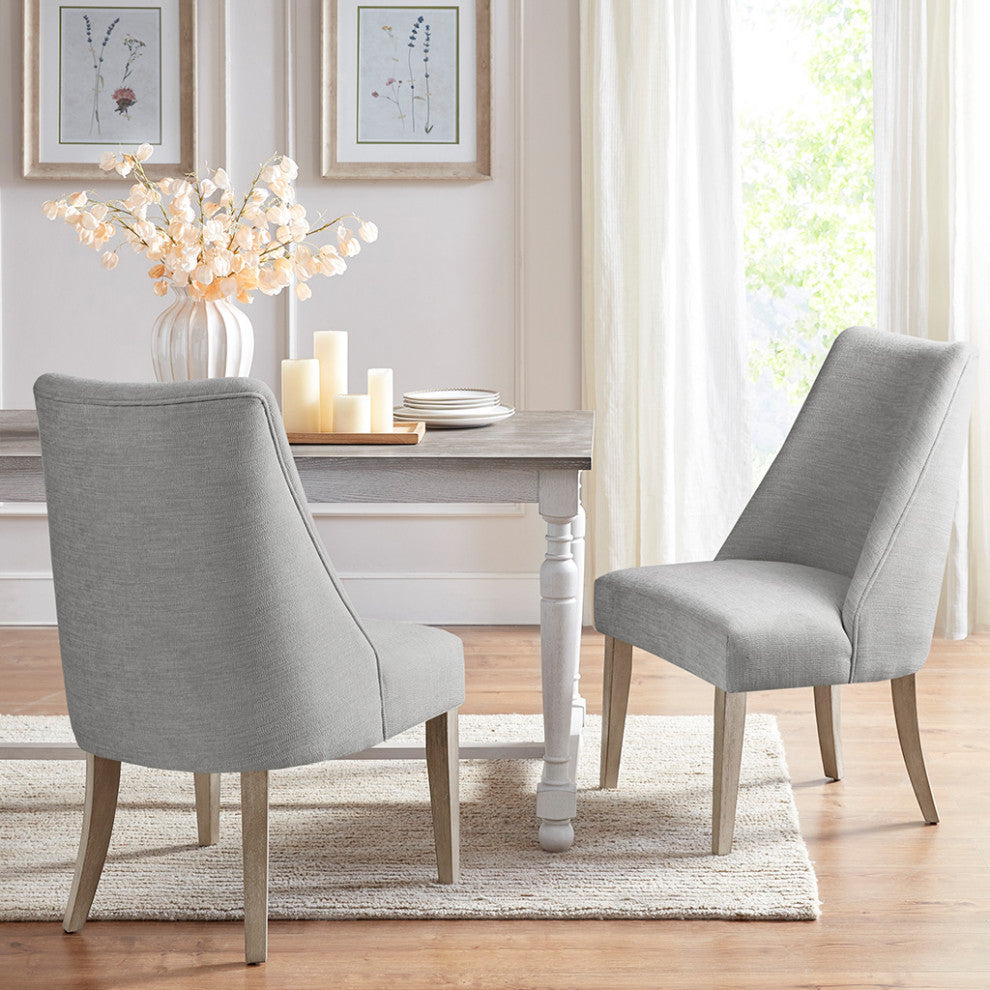 Martha Stewart Winfield Upholstered Farmhouse Dining Chair, Light Grey